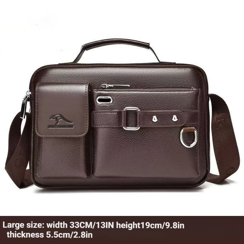 Men's Retro Messenger Bag Waterproof Large Capacity Laptop Briefcase for Office Travel School
