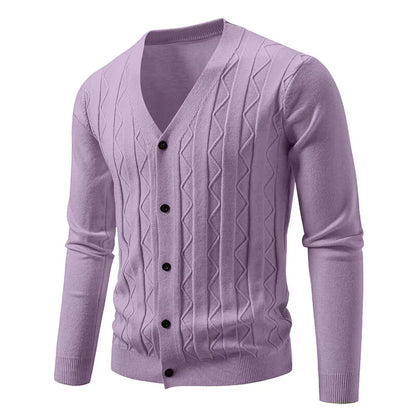 2026 New Knit Cardigan Men Korean Style Fashion Smart Casual V-Neck Knitted Sweatercoat Mens Solid Color Slim Sweater Outerwear