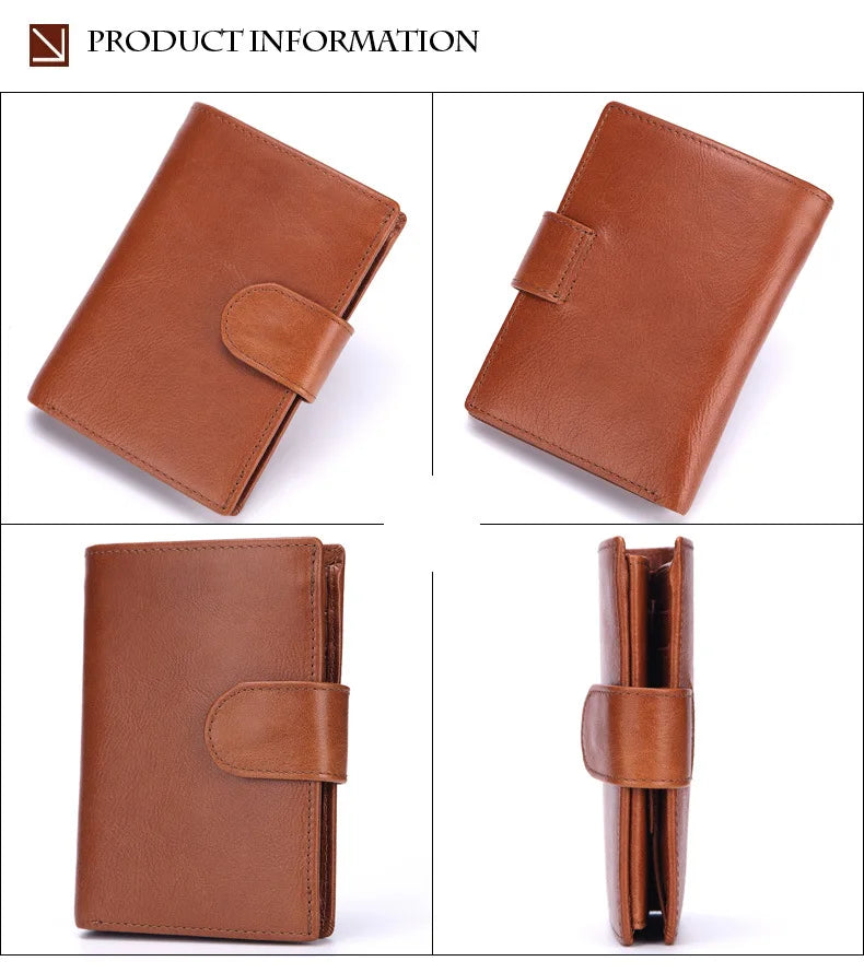 New Men Wallet Cowhide Genuine Leather Wallets Coin Purse Clutch Hasp Open Top Quality Retro Short Wallet Multi Cards Slots