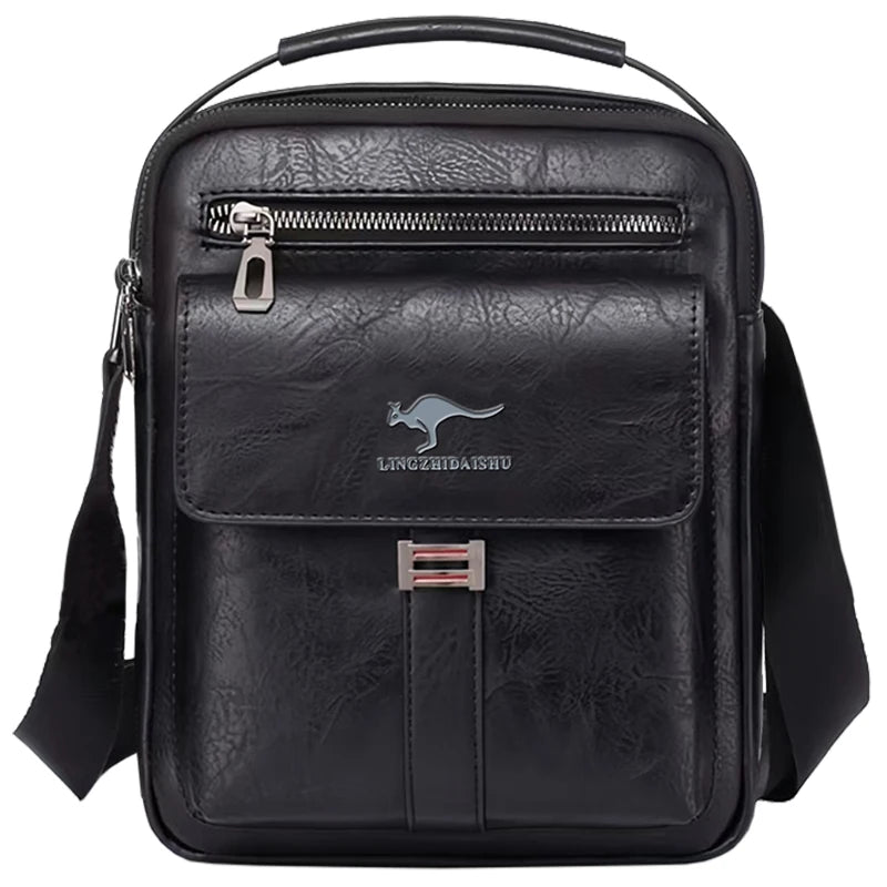 Compact Men's Leather Crossbody Bag, Lightweight Shoulder Bag with Multiple Pockets, Ideal for Travel and Commute Rugged Men's