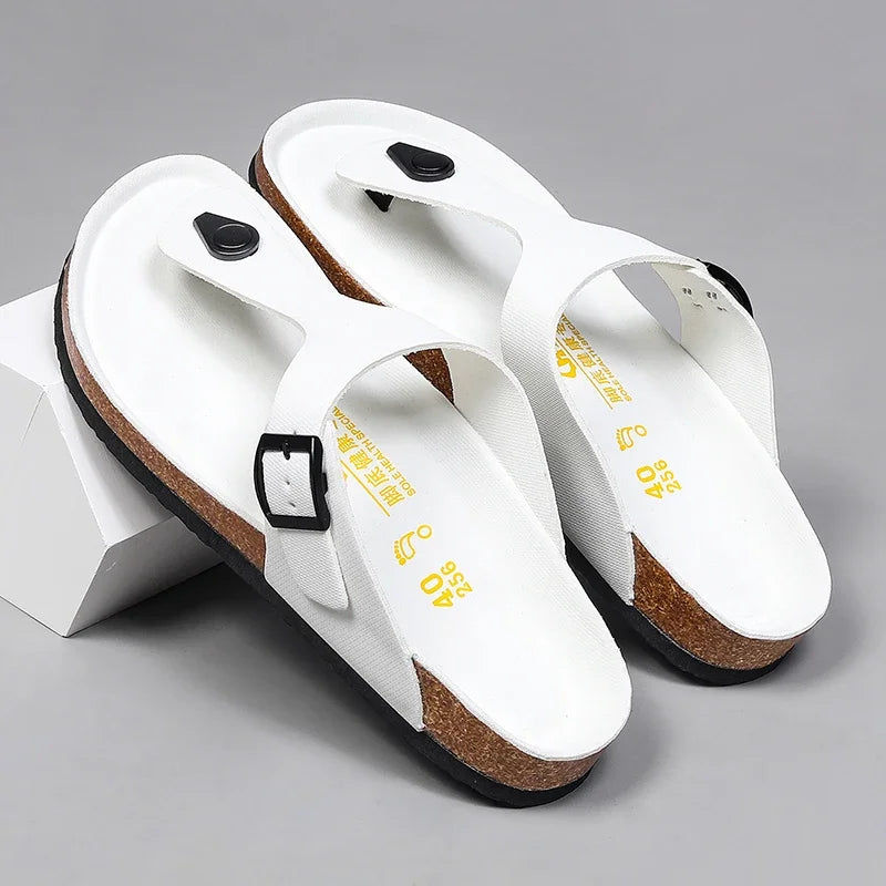 Brand Men Casual Flip Flops Slippers Men Outdoor Flats Slipprs Luxury Men Leather Summer Beach Vacation Casual Slippers Shoes