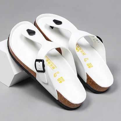 Brand Men Casual Flip Flops Slippers Men Outdoor Flats Slipprs Luxury Men Leather Summer Beach Vacation Casual Slippers Shoes