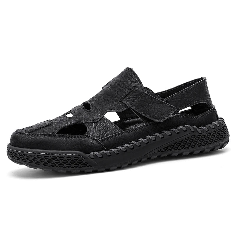 Male Casual Leather Summer Shoes Versatile Men's Sandals Durable Handmade Stitching Besch Shoes Non Slip Roma Footwear Sandals