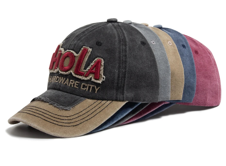 Men Women Baseball Caps BHOLA Fashion Letter Embroidery Hip Hop Cap Summer Washed Cotton Vintage Casual Sun Visor Hat Adjustable