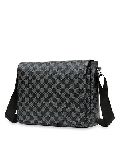 Men's Flap Shoulder Bag Fashion Casual Men's Crossbody Horizontal Business Briefcase Large Capacity Plaid Backpacks