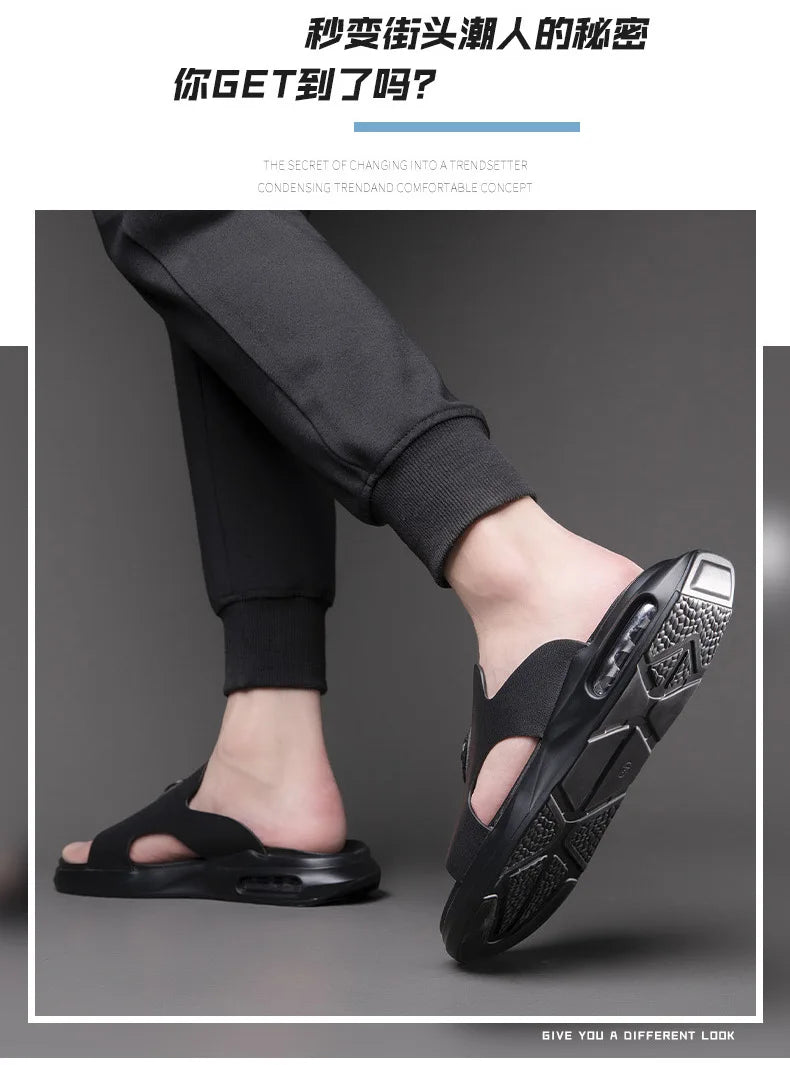 New Luxury Men's Genuine Leather Sandals Classic Roman Men Shoes Slippers Soft Comfortable Men Non-slip Walking Slippers Footwea
