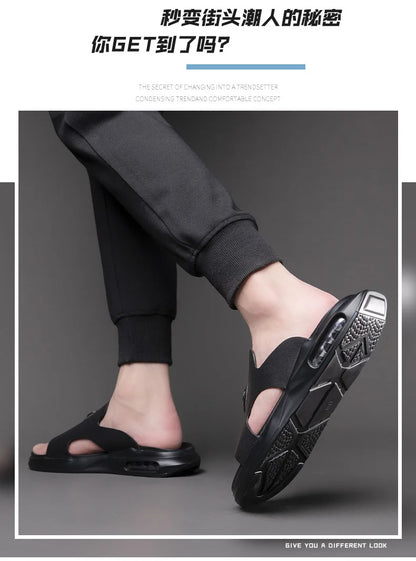 New Luxury Men's Genuine Leather Sandals Classic Roman Men Shoes Slippers Soft Comfortable Men Non-slip Walking Slippers Footwea