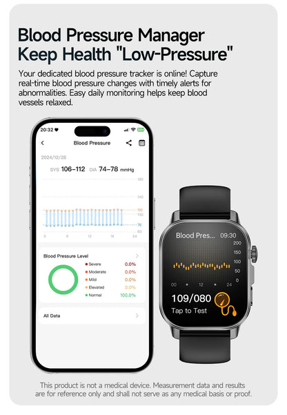 2026 Top Nursing Grade ECG+PPG Smart Watch Men Accurate Blood Pressure Lipids Uric Acid 2.0-inch AMOLED Screen HD Call Watch Men