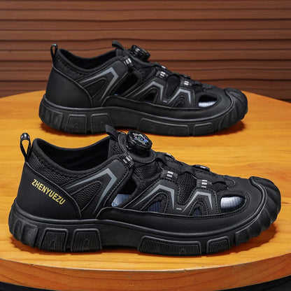 New Arrival Summer Men Sandals PU Leather Mens Casual Shoes Outdoor Beach Shoes Hollow Out Male Roman Shoes Leisure Walk Sandaly