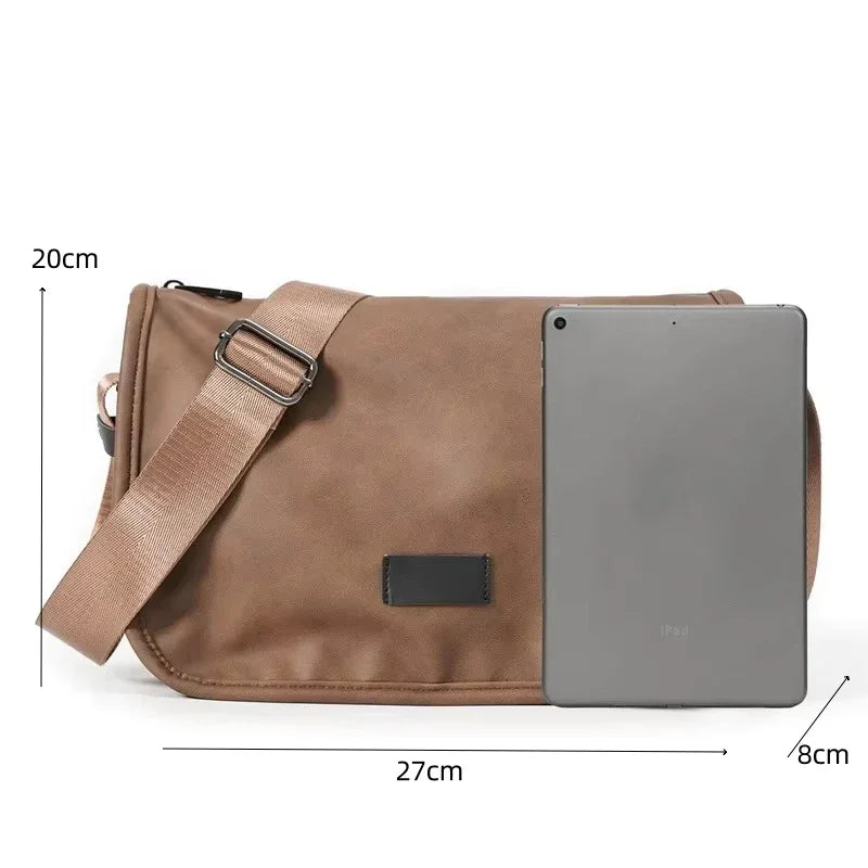 Vintage Fashion Crossbody Bags Men Large Capacity Men Crossbody Shoulder Bag PU Leather Messenger Bag Casual Outdoor Satchels