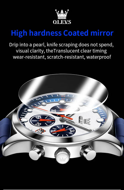 OLEVS 5602 Mens Watch Original Fashion Bright Colors Silicone Strap Quartz Wristwatch Waterproof Luminous Reloj Chronograph Date