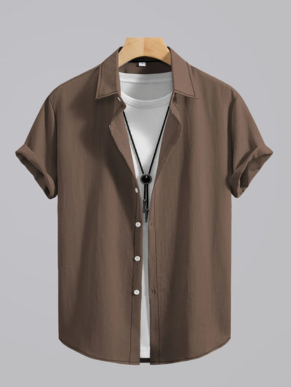 2026 Men's Simple and Fresh Shirt - Street Fashion Loose Quick-Drying Casual Shirt-Hawaiian Vacation Style Solid Collar Cardigan
