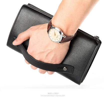 Baellerry Large Capacity Phone Pocket New Men Wallets Handbag Brand Card Holder Zipper Male Wallets Passport Case Men's Purses