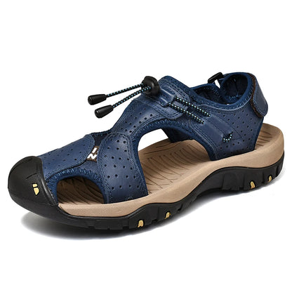 Brand Men's Sandals Summer Genuine Leather Sandals Outdoor Men Beach Shoes Rome Sandals Comfortable Large Size Men Casual Shoes