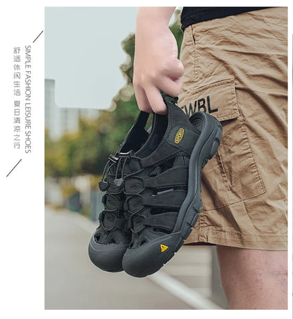 Fashion Men's Casual Mesh Outdoor Beach Sandals Light Breathable Shoe for Men Anti-slip Waterproof Sandal Man Comfortable Shoes