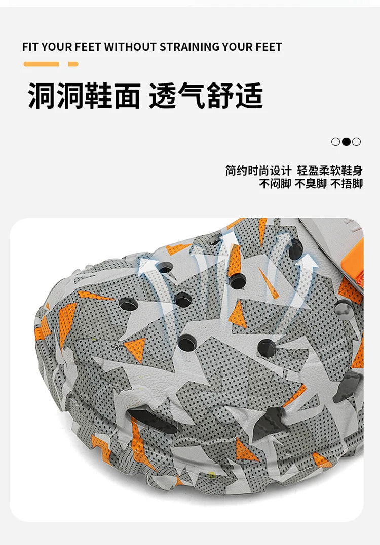 Size 40-47 Men Sandals Casual Street Light EVA Men's Casual Shoes Hole Shoes Clogs Home Garden Outdoor Male Beach Flat Slippers