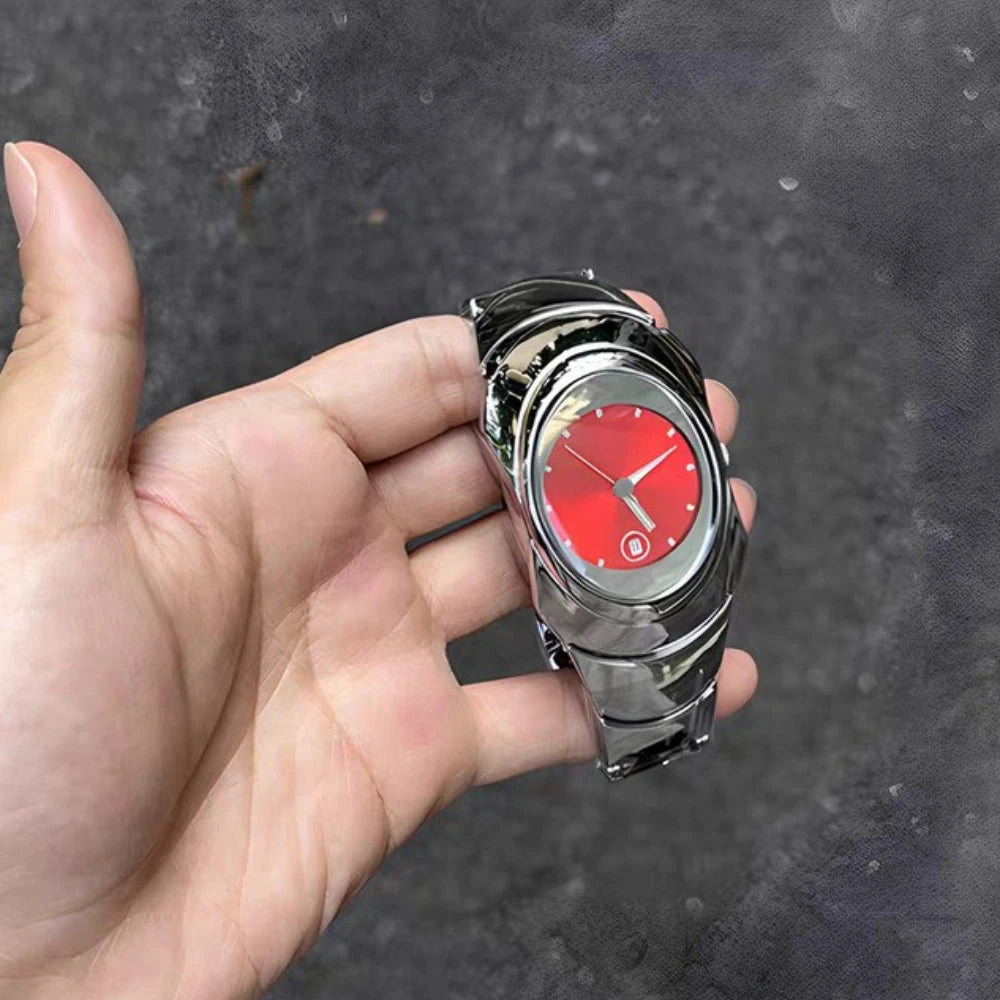 Fashion Quartz Watch Mens Y2k Red Alien Style Green Creative Blade Design Special Fashion Unique Steel Men Watch Personalize AAA Clock