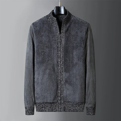 Wool Liner Argyle Jumper  Jacken Korea Khaki Black Fleece Thicken Warm Winter Zipper Sweater Men Cardigan Knitted Clothing