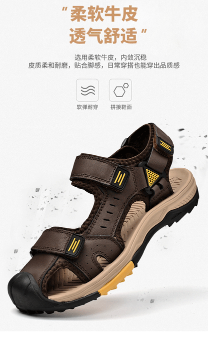 Summer Men Sandals Genuine Leather Mens Casual Shoes Outdoor Men Leather Sandals for Men Beach Shoes Roman mens Shoes