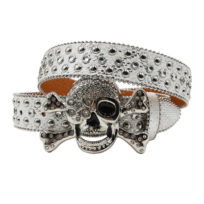 Rhinestone belt Skull Designer Belt Fashion Luxury Mens Belt and Lady Leather Decorated with Colorful Diamonds