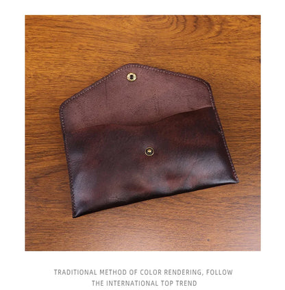 Genuine Leather Men Handmade Wallet High Quality Retro Handbag Simple Phone Pocket Card Bag Big Capacity Male Purses