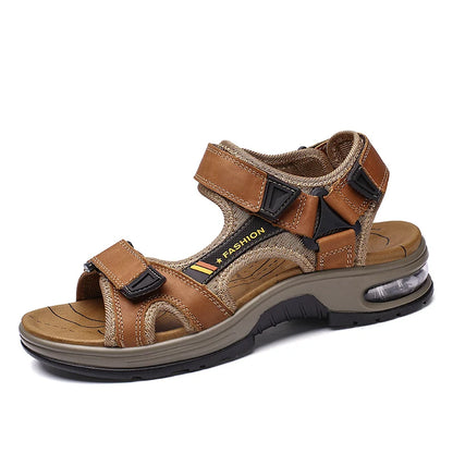 Brand Summer Men's Sandals Genuine Leather Men Slippers Gladiator Men Beach Sandals Soft Comfortable Outdoors Wading Shoes 38-46