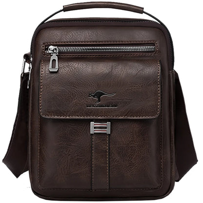 Compact Men's Leather Crossbody Bag, Lightweight Shoulder Bag with Multiple Pockets, Ideal for Travel and Commute Rugged Men's