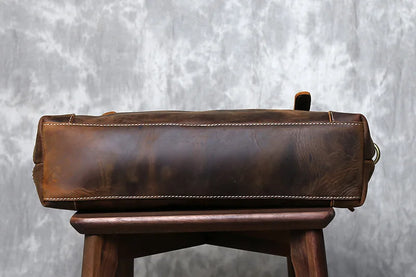 Retro Crazy Horse Leather Commuter Handbag Top Layer Cowhide Old Postman Bag British Style Leather Diagonal Shoulder Bag Male