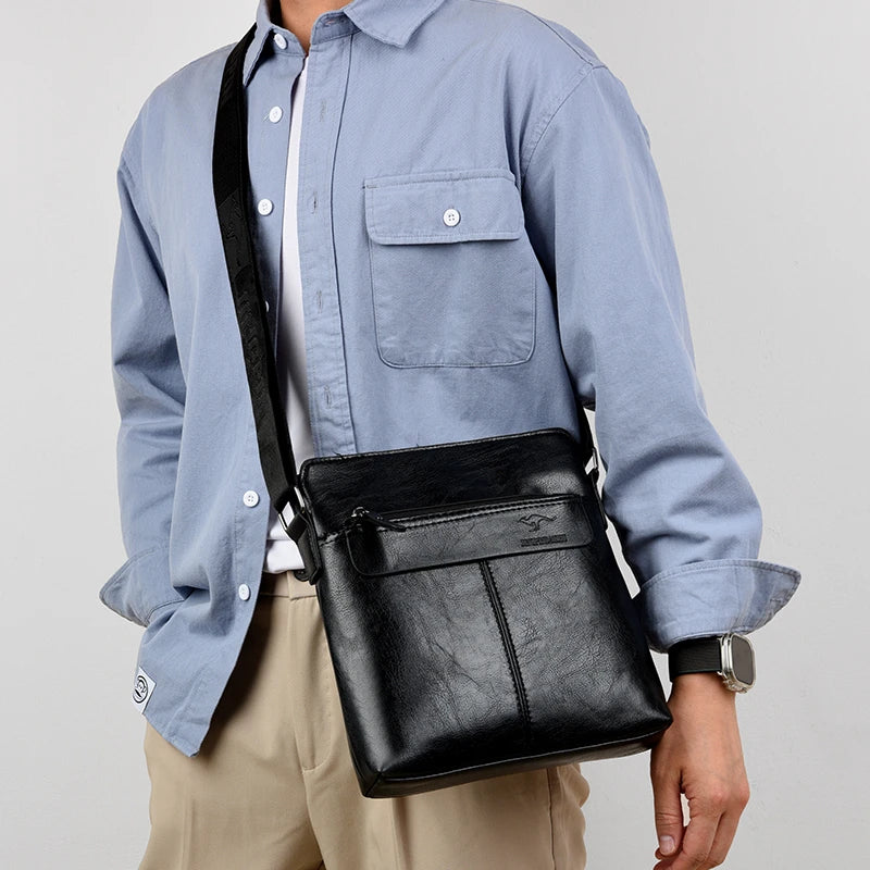 Men's Business Casual Backpack, Single-Shoulder Crossbody Pu Leather Briefcase, Multi-Compartment Large Capacity