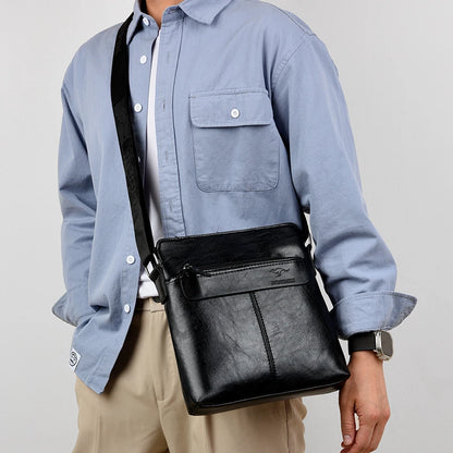 Men's Business Casual Backpack, Single-Shoulder Crossbody Pu Leather Briefcase, Multi-Compartment Large Capacity