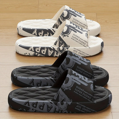 2026 Trendy Eva Graffiti Slides For Men And Women Soft Comfortable Black White Design Playful Patterns Casual Home Outdoor Wear