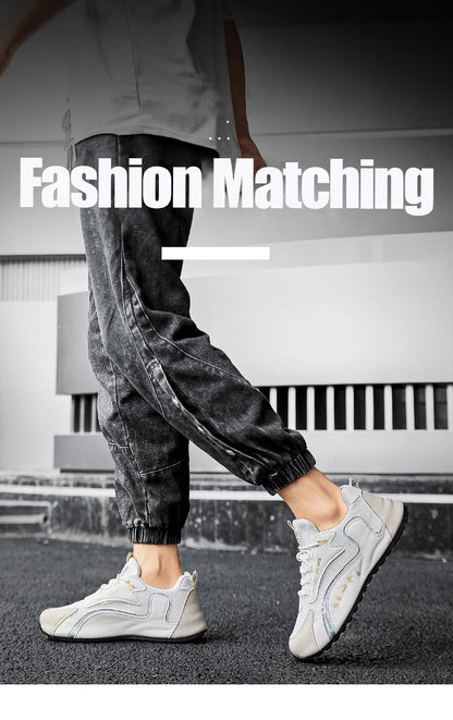 Trendy Black and Gold Color-Blocking Mesh Casual Shoes, Men's Breathable Shock-Absorbing Thick-Soled Sneakers, Versatile Soft-Soled Non-Slip Men's Shoes for Daily Commuting
