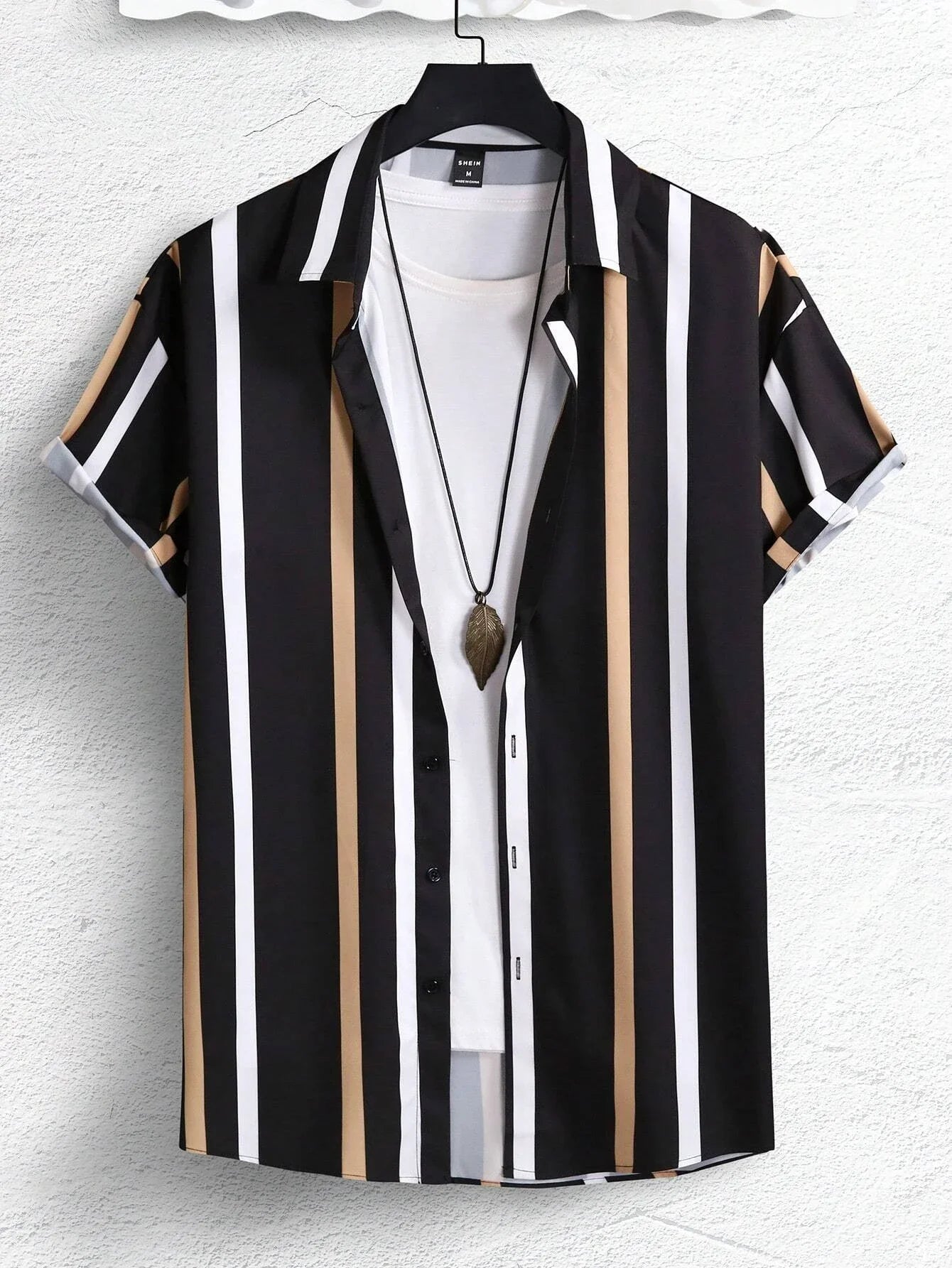 Summer Men's Colorful Stripes3DPattern Printed Street Fashion Casual Short-Sleeved Shirt - OutdoorQuick-Drying Short-SleeveShirt