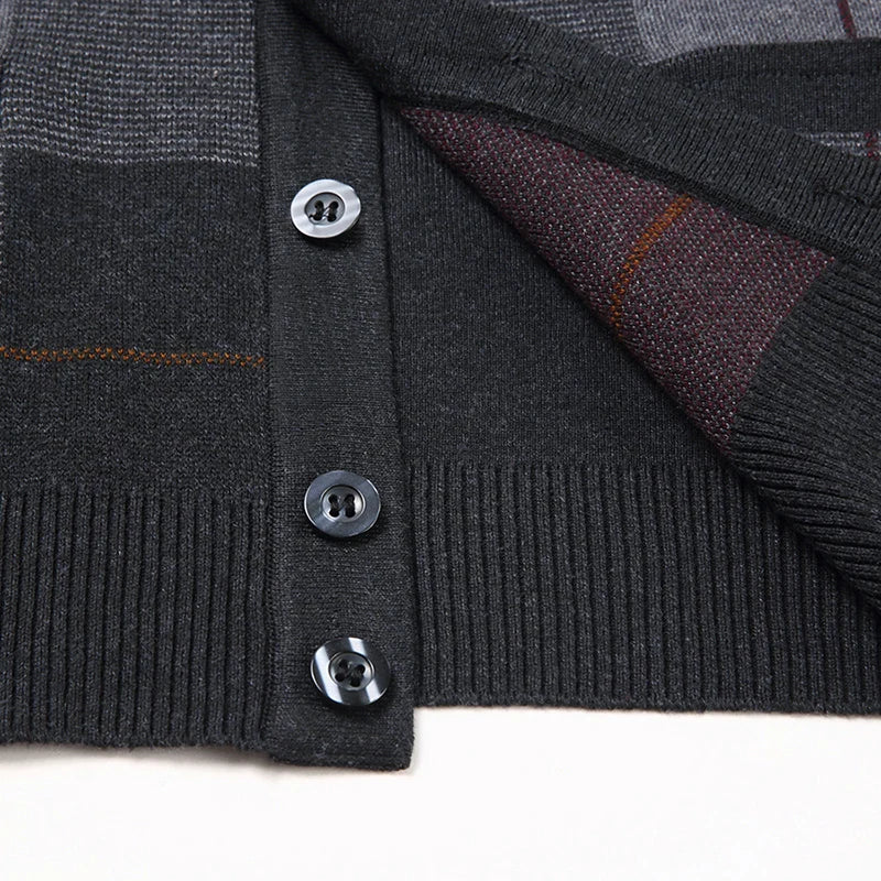 Dad's Sweater Cardigan Jacket Thickened Autumn and Winter Knitted Casual Thick Style Middle-aged and Elderly Men's Top