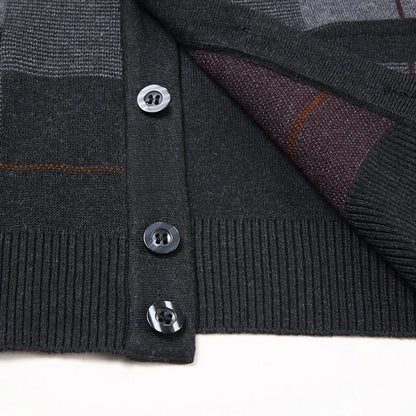 Dad's Sweater Cardigan Jacket Thickened Autumn and Winter Knitted Casual Thick Style Middle-aged and Elderly Men's Top