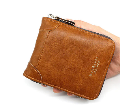 Big Capacity Men Short Wallets Name Engraving High Quality Card Holder Retro Male Coin Purse  Simple Zipper Men Money Clips