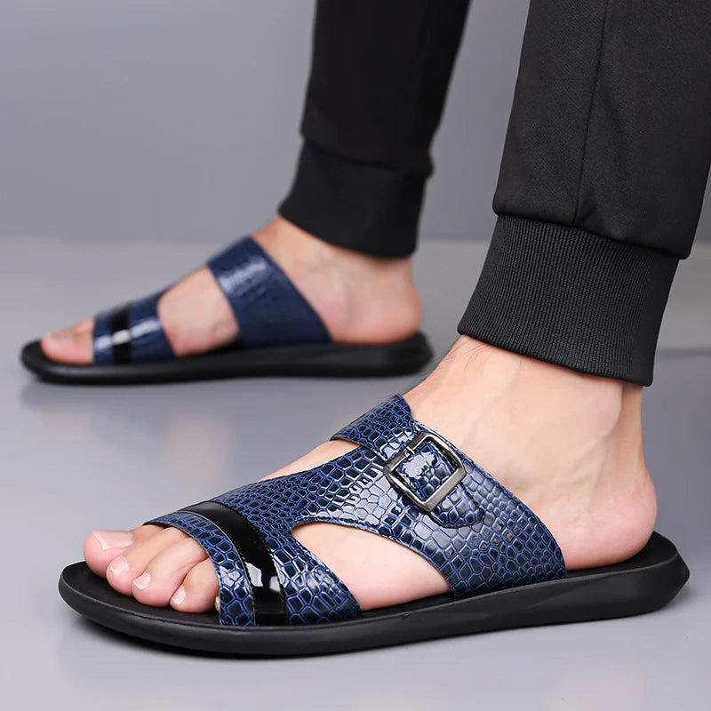 Plus Size 38-48 Hot-selling Men Slippers Sole Open Toe Beach Slides All-match Man Flip Flops Versatile Half Flats Sandals Slides