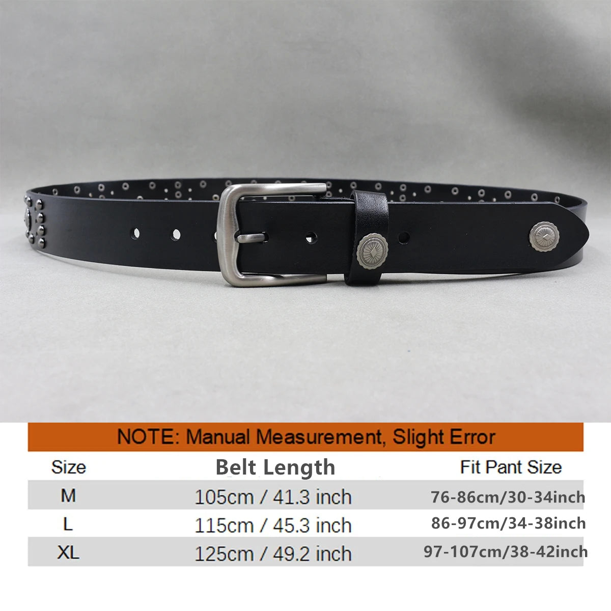 Metal Rivet Cowboy Belt Genuine Leather Cowskin Men Belt Punk Rivet Jeans Belts For Men Ceinture Homme Cinturones Hombre