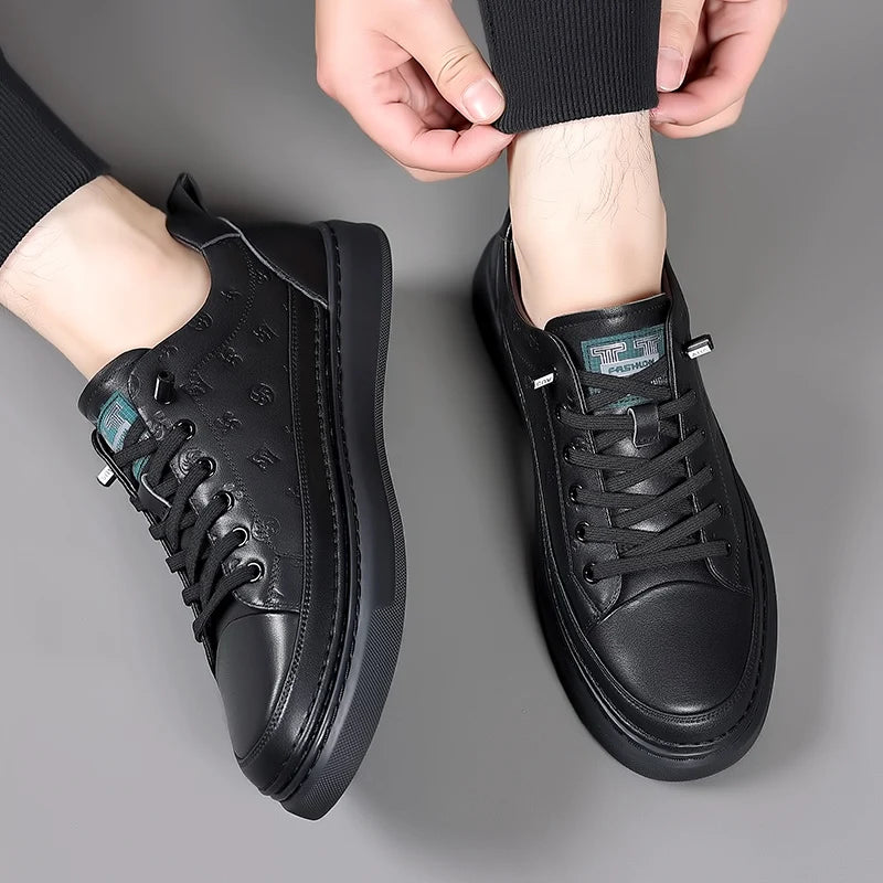 Spring Autumn Flat /5cm Elevator Shoes Men Casual Genuine Leather Sneakers Leisure Height Increase Breathable Men Loafers Trendy