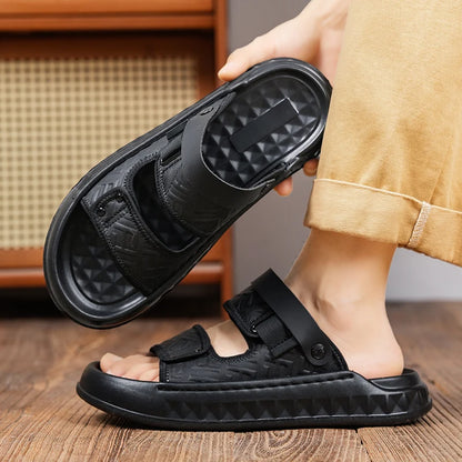 Men's casual slip on sandals summer soft-sole breathable lightweight outdoor walking shoes fashion sports Dual-purpose slippers