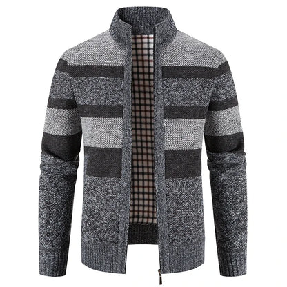 Autumn Winter Sweater Men Warm Cashmere Cotton Blended Pullovers Cardigan Men Fashion Casual Stand Collar Breathable Men Jackets