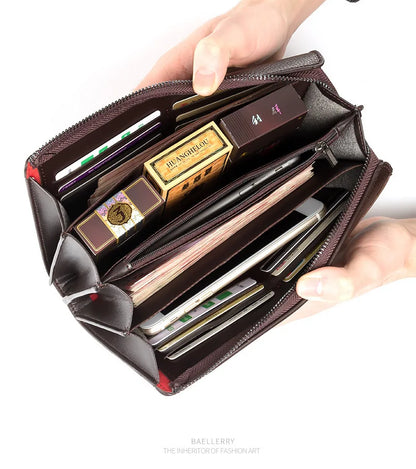 Baellerry Large Capacity Phone Pocket New Men Wallets Handbag Brand Card Holder Zipper Male Wallets Passport Case Men's Purses