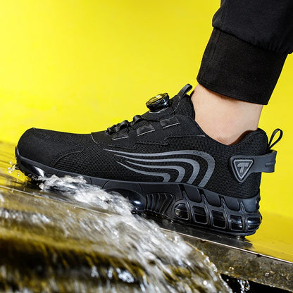 Rotary Button New Safety Shoes Men's Anti-Smash Anti-Puncture Work Shoes Fashion Men's Sneakers Safety Boots