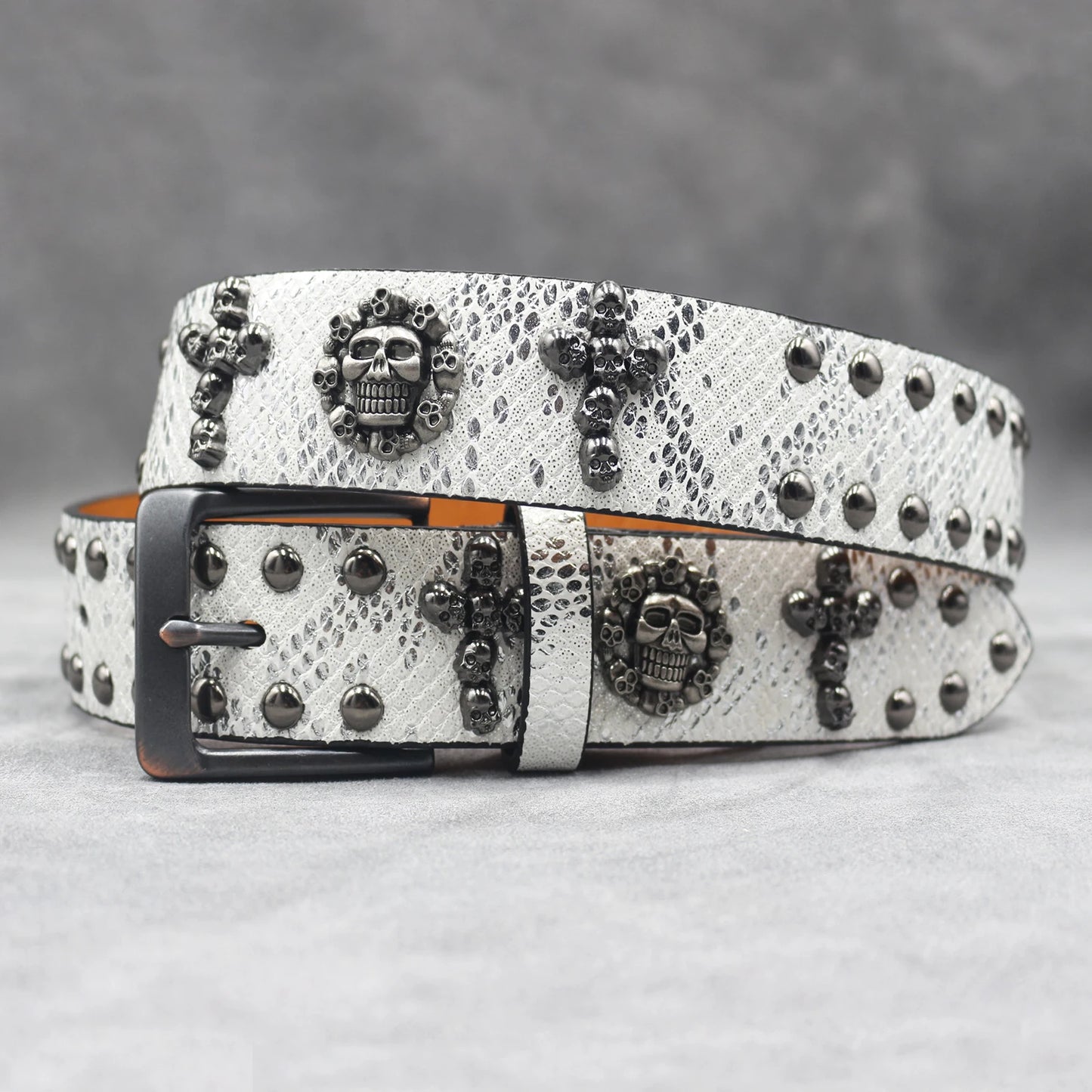 Rivet belt Cross and skull Decoration Belt Man's Goth Rock Fashion Ladies Leather Studded Gift Wild Adjustable Women Punk Belt