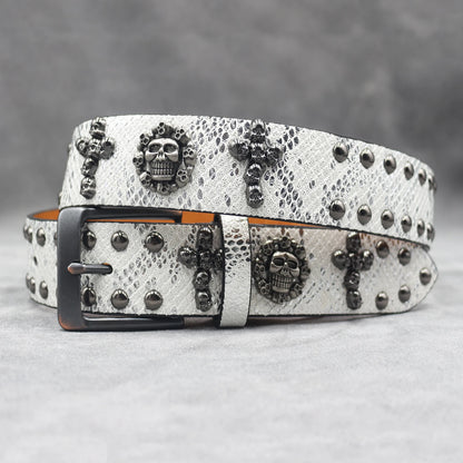 Rivet belt Cross and skull Decoration Belt Man's Goth Rock Fashion Ladies Leather Studded Gift Wild Adjustable Women Punk Belt