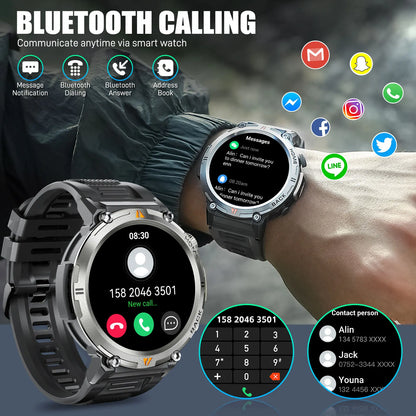 EIGIIS KE3 Bluetooth Call Smart Watch Men Full Touch Screen Health Monitor Clock With Flashlight Men SmartWatch For IOS Android