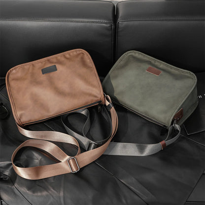 Vintage Fashion Crossbody Bags Men Large Capacity Men Crossbody Shoulder Bag PU Leather Messenger Bag Casual Outdoor Satchels