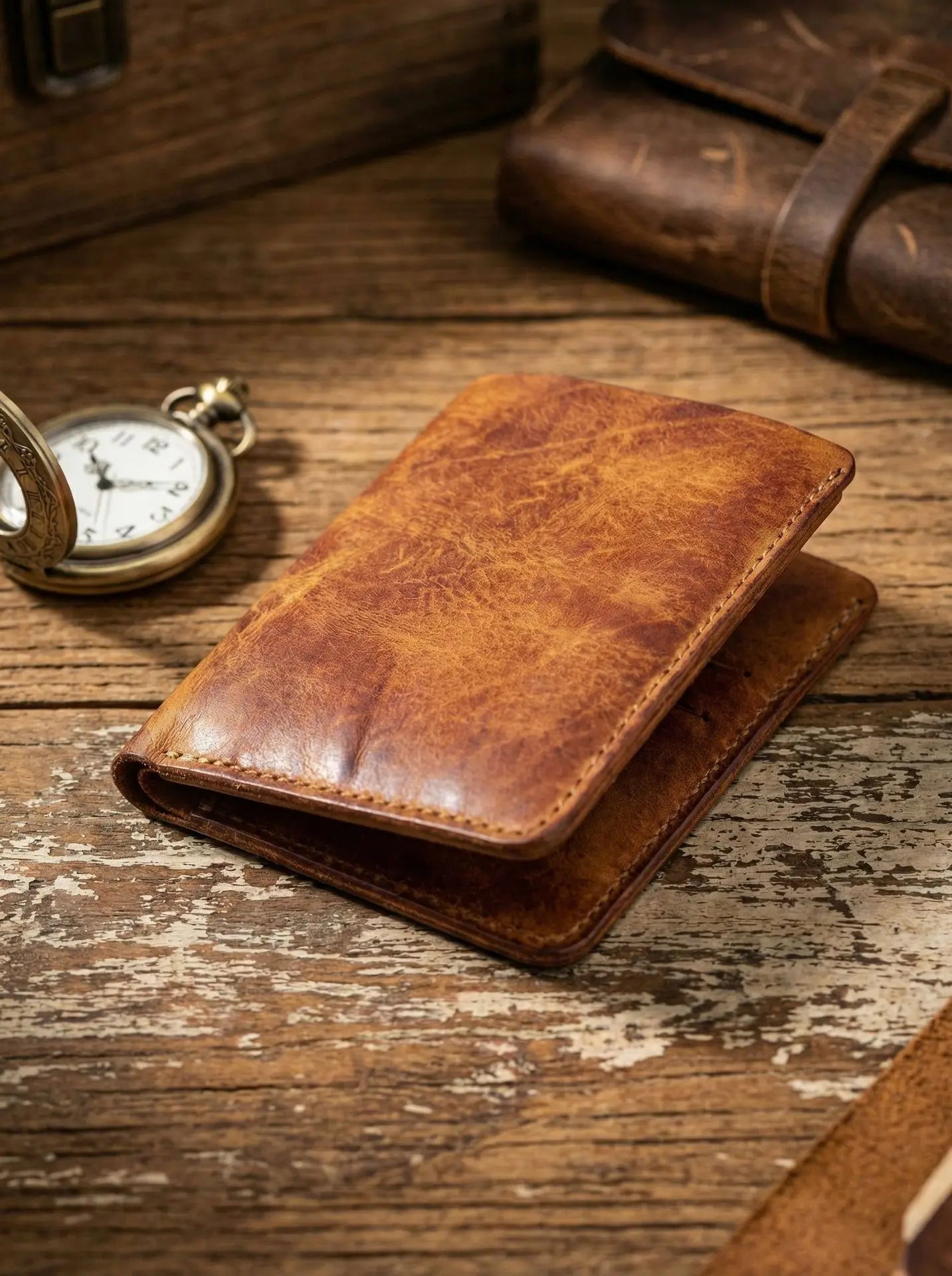 Vintage Genuine Leather Men Wallet High Quality Card Holder Large Capacity Durable Male Money Clips