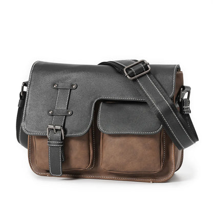 Vintage Men's Crossbody Bags Fashion Brand Design Shoulder Messenger Bag Men Falp Pockets Crossbody Bag Leather Square Satchels