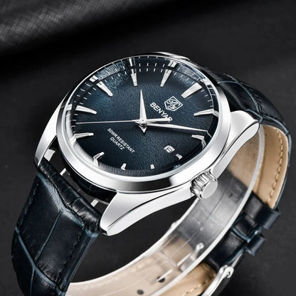 Benyar 5163 Top Brand Luxury Military Wristwatches Leather Quartz Watches Waterproof Simple Watch for Men Reloj Hombre
